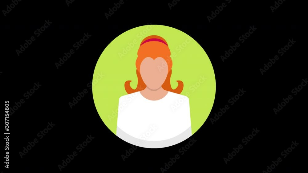 Poster female avatar. loop animation in alpha channel. 4k resolution.