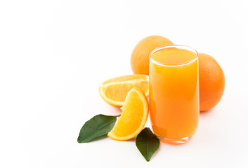 Freshly squeezed orange juice isolated on white background