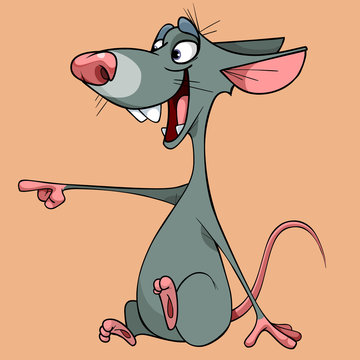 cartoon funny rat laughing shows finger to side