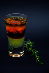 Combining alcoholic beverages in one drink. Alcohol shots.