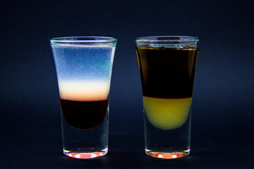 Combining alcoholic beverages in one drink. Alcohol shots.