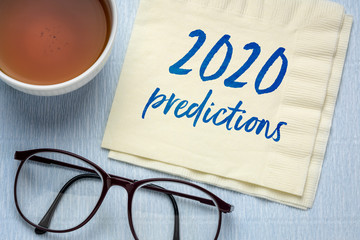 2020 predictions text on a napkin
