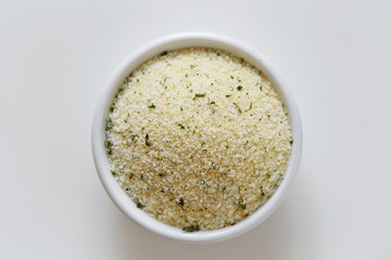 Garlic, dried parsley and salt 