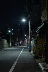 Fototapeta na wymiar 【東京都台東区】夜の街の道路