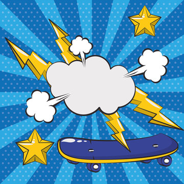 poster pop art style with skateboard