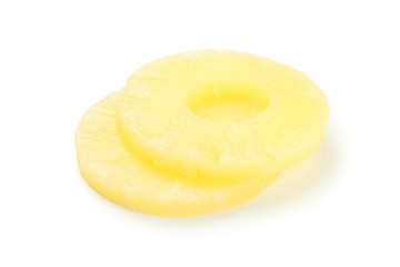 Pineapple rings isolated on white background. Juicy fruit