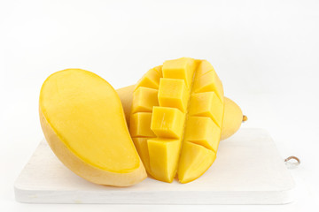 yellow mango on white background