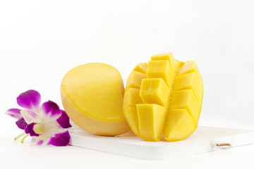 yellow mango on white background