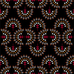 Beautiful Gemetric flowers pattern retro ethnic mood samless vector ,Design for fashion,fabric,web,wallpaper,wrapping and all prints
