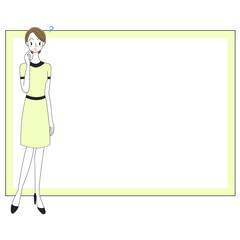 エステティシャンとホワイトボードのイラスト