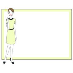 エステティシャンとホワイトボードのイラスト