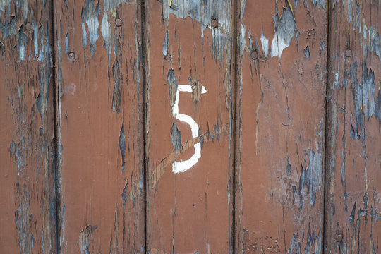 Old Door With Number Five