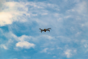 Drone Flying at Clean Blue Sky