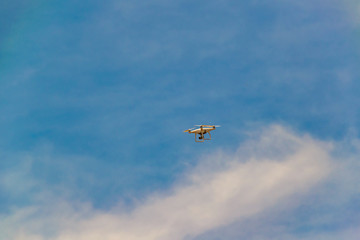 Drone Flying at Clean Blue Sky