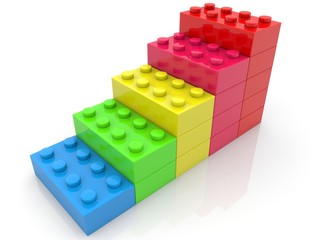 Toy bricks in the form of steps