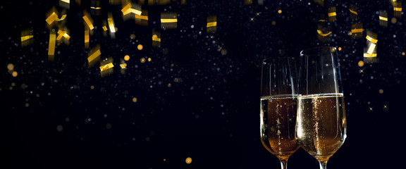 Champagne with gold confetti