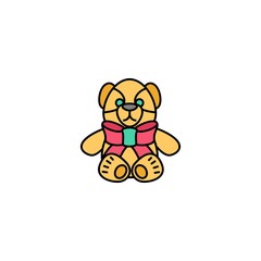 teddy bear creative icon. Multicolor line illustration. From Christmas icons collection. Isolated teddy bear sign on white background