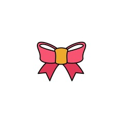 festive bow creative icon. Multicolor line illustration. From Christmas icons collection. Isolated festive bow sign on white background