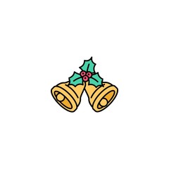 christmas bell creative icon. Multicolor line illustration. From Christmas icons collection. Isolated christmas bell sign on white background