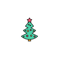 christmas tree creative icon. Multicolor line illustration. From Christmas icons collection. Isolated christmas tree sign on white background