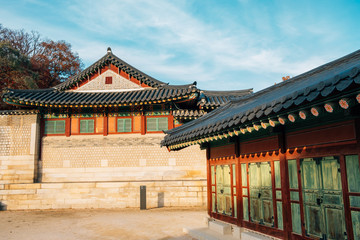 Changdeokgung Palace historic architecture in Seoul, Korea