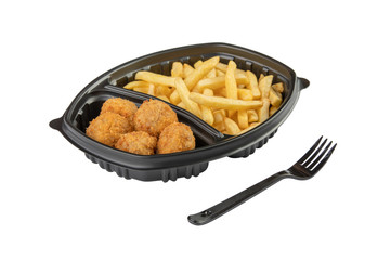 Fast food. French fries with nuggets. Unhealthy eating