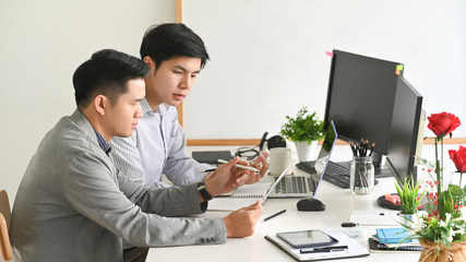 UX UI design concept, developer working with tablet.
