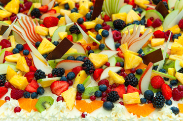 Fruit cover varies on double cream cake