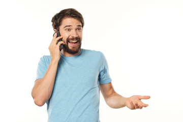 man shouting on cell phone