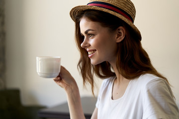 woman drinking coffee