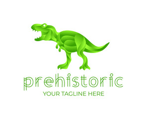 Tyrannosaurus rex and dinosaur, tyrannosaur abstract in ribbon geometric style, logo design. Prehistoric animal, beast, animal and nature, vector design and illustration