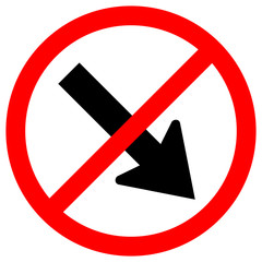 Forbid Keep Right by The Arrow Red Circle Traffic Road Sign,Vector Illustration, Isolate On White Background Label. EPS 10