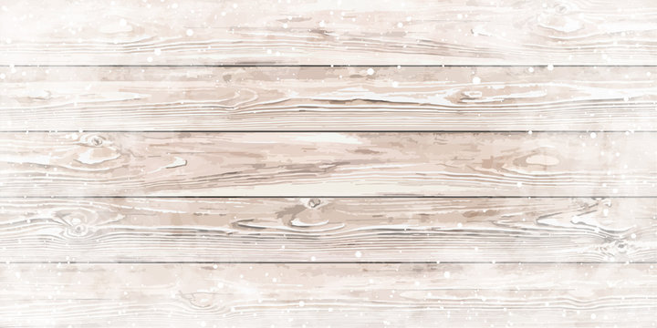 Wooden brown christmas background with snowflakes over it, vector illustration