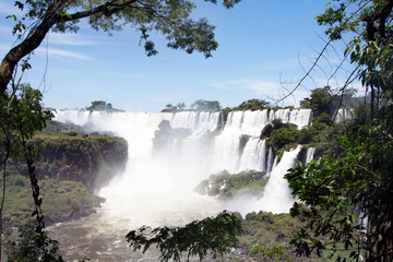San Martin Island and Iguazu Falls on background