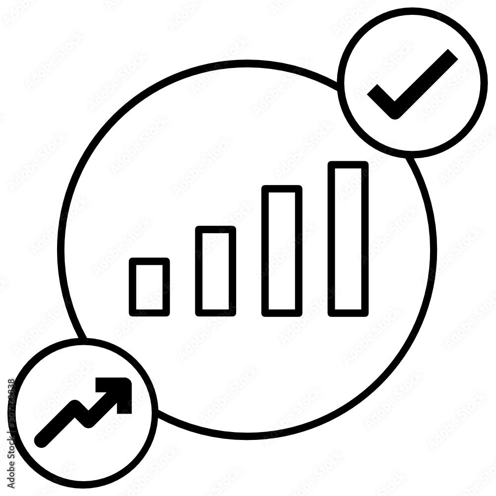Poster statistical growth with check and arrow rising sign vector icon design