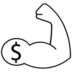 Financial Growth & Strength Concept, Muscular Arm with Dollar Sign Vector Icon design