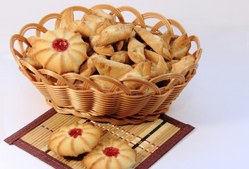 Basket with homemade cookies