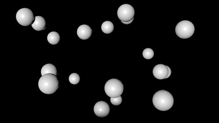 3d rendering of white flying sphere isolated on a black background
