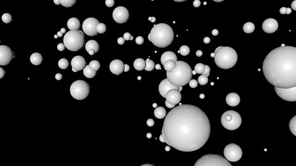 3d rendering of white flying sphere isolated on a black background