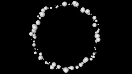 3d rendering of white flying sphere isolated on a black background