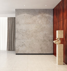 large luxury modern minimal bright interiors room mockup illustration 3D rendering