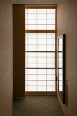 Shoji, traditional Japanese sliding door, window or room divider made of rise paper