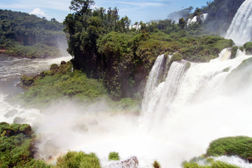 San Martin Island and Iguazu Falls on background