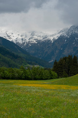 A beautiful mountain landscape at the foot of the Alps