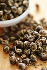 Asian tea leaves in ball shape 