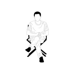 Fototapeta premium Simplified style , Young man sitting on a chair , vector illustration
