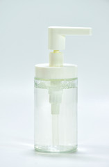 transparent hand soap bottle