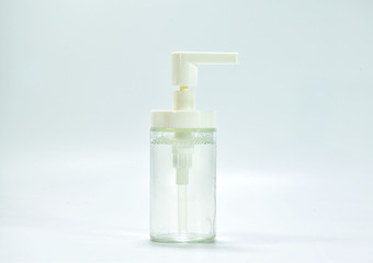 transparent hand soap bottle