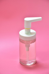 transparent hand soap bottle
