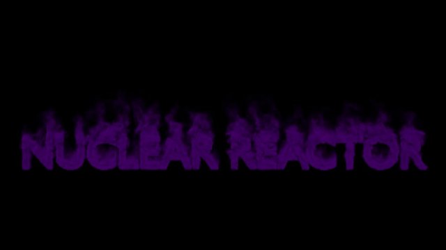 Animated smoldering or engulf in purple smoke or gas all caps text Nuclear Reactor. Isolated and against black background, mask included.